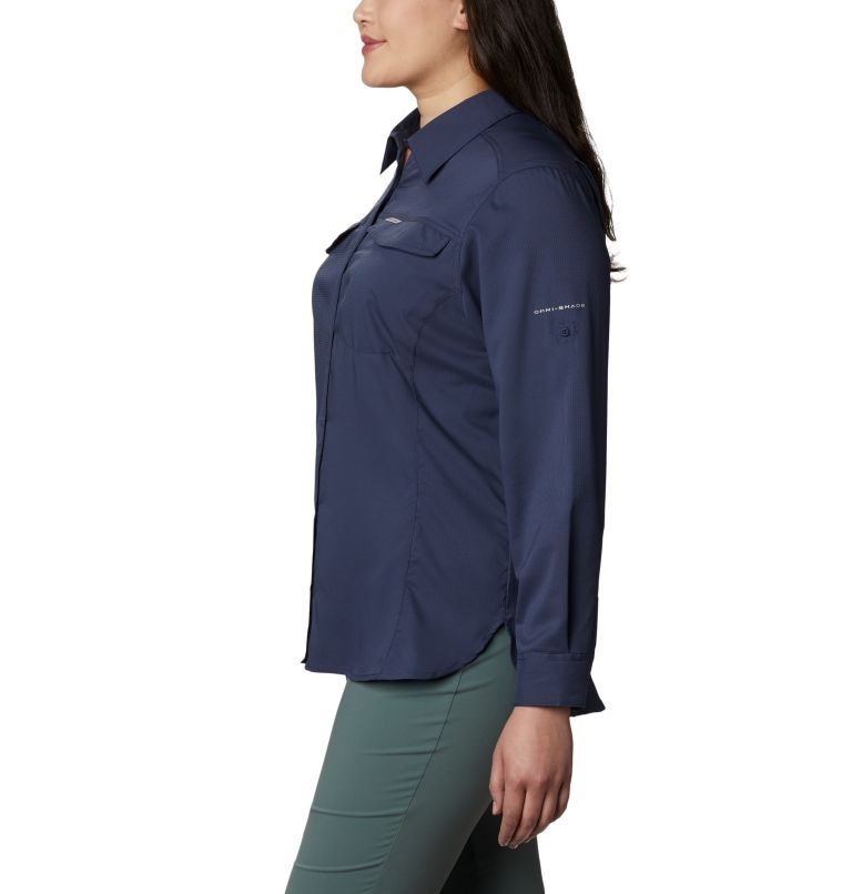 Women's Columbia Silver Ridge Lite Long Sleeve Shirts Navy | Plus Size CA-O3864